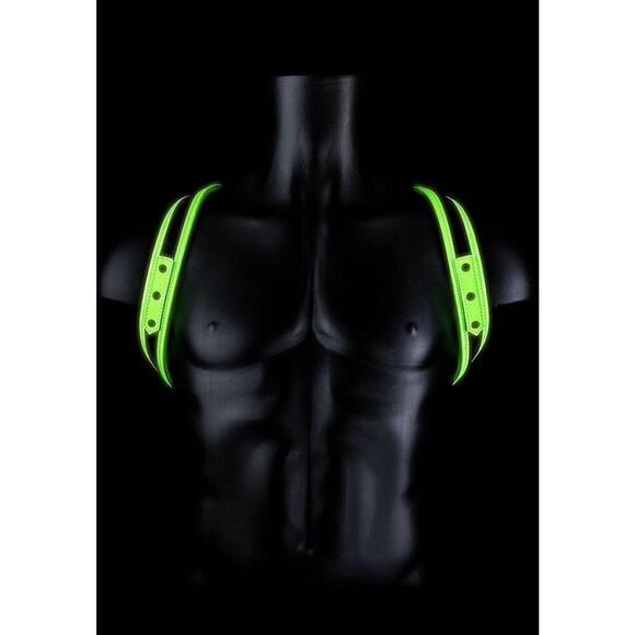 🦋B2G1🦋OUCH! Glow In The Dark NEON GREEN Bonded Leather Sling Harness | S/M | - Picture 3 of 8